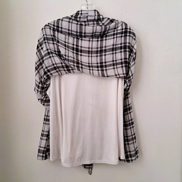 Lane Bryant Plaid Top Long Sleeve Size 14 Tie Neckline Great Condition - Picture 5 of 12